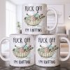 Eff Off, I'm Knitting, Fun Illustrated Design - Personalized Custom Coffee Mug - HOB056_MG