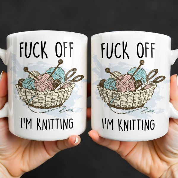 Eff Off, I'm Knitting, Fun Illustrated Design - Personalized Custom Coffee Mug - HOB056_MG