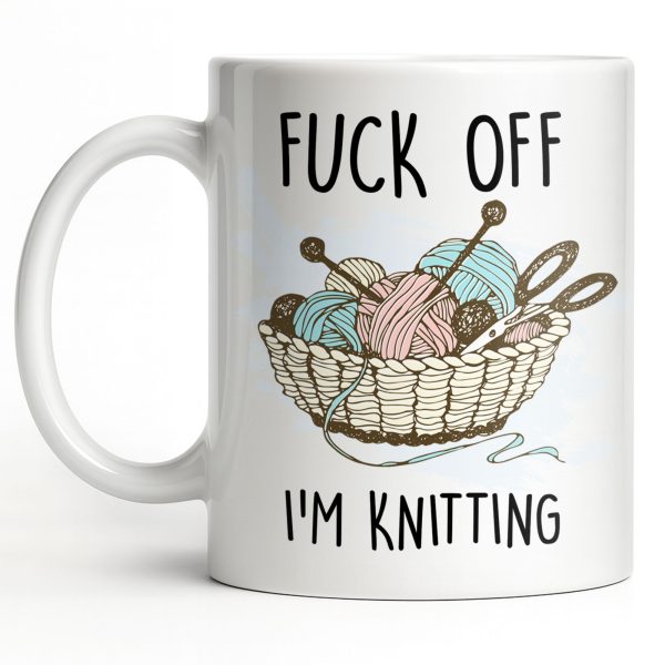 Eff Off, I'm Knitting, Fun Illustrated Design - Personalized Custom Coffee Mug - HOB056_MG