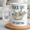 Eff Off, I'm Knitting, Fun Illustrated Design - Personalized Custom Coffee Mug - HOB056_MG