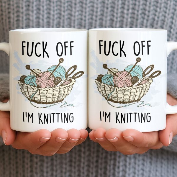 Eff Off, I'm Knitting, Fun Illustrated Design - Personalized Custom Coffee Mug - HOB056_MG