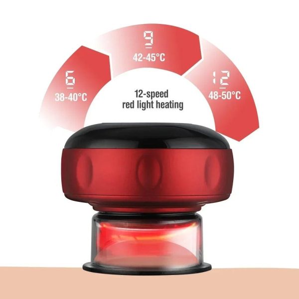 Electric Cupping Massager Tool, Infrared Heated With 12 Levels Suction, Usb Rechargeable
