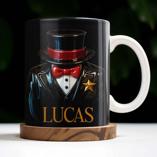 Elegant Black Tuxedo Mug Design For Magicians, Top Hat And Bow Tie - Personalized Custom Coffee Mug - FAM342_MG