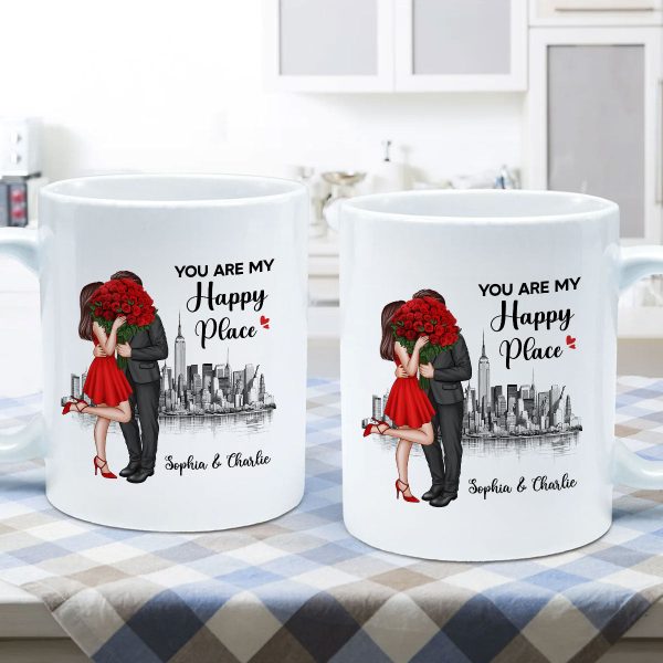 Elegant Couple Skyline Personalized Mug
