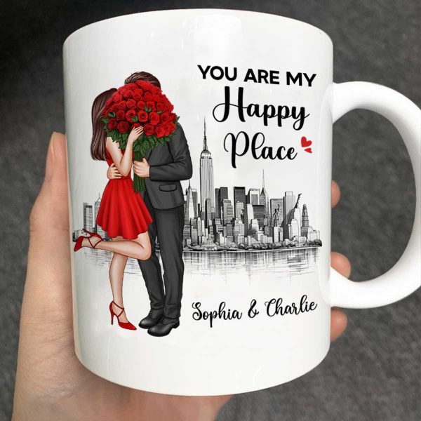 Elegant Couple Skyline Personalized Mug