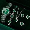 Elegant Heart Rhinestone Watch and Jewelry Set
