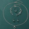 Elegant Heart Rhinestone Watch and Jewelry Set