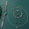 Elegant Heart Rhinestone Watch and Jewelry Set