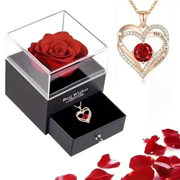 Elegant Preserved Rose Box with Hidden Jewelry Drawer