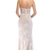 Elegant Sweetheart Spaghetti Strap High Split Lace Evening Maxi Dress - Beige