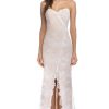 Elegant Sweetheart Spaghetti Strap High Split Lace Evening Maxi Dress - Beige