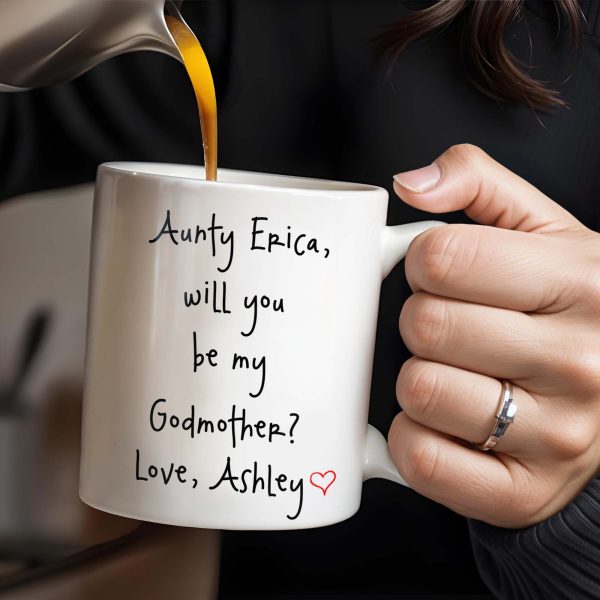 Elephant Design Will You Be My Godmother Love Custom Name - Personalized Custom Coffee Mug - FAM245_MG