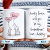 Elephant Design Will You Be My Godmother Love Custom Name - Personalized Custom Coffee Mug - FAM245_MG