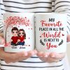 Embracing Couple Sitting Under Red Tree Personalized Mug