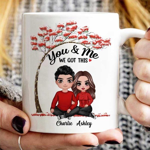 Embracing Couple Under Red Tree Gift For Him For Her Personalized Mug