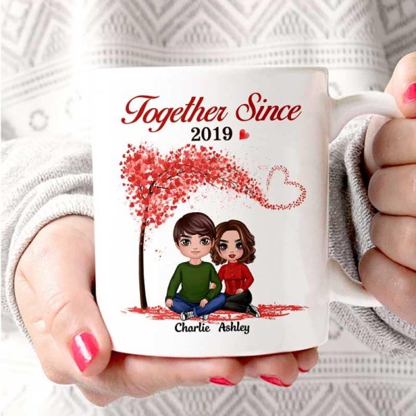 Embracing Couple Under Tree Personalized Mug