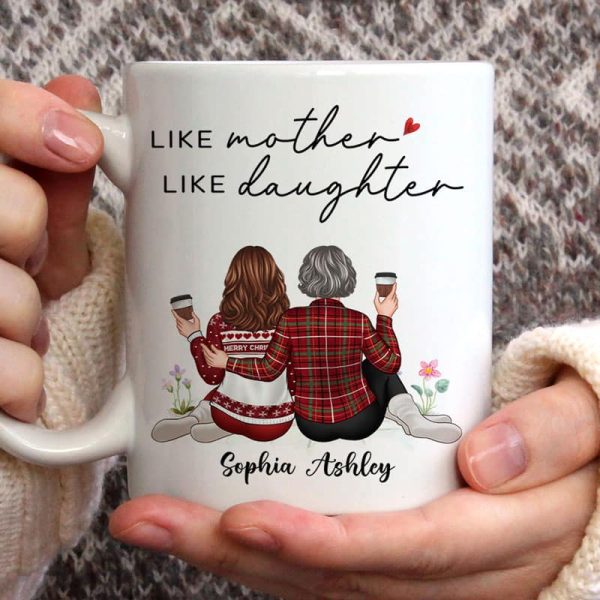 Embracing Mother Daughter Back View Personalized Mug