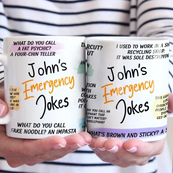 Emergency Jokes - Family Personalized Custom Mug - Christmas Gift For Dad