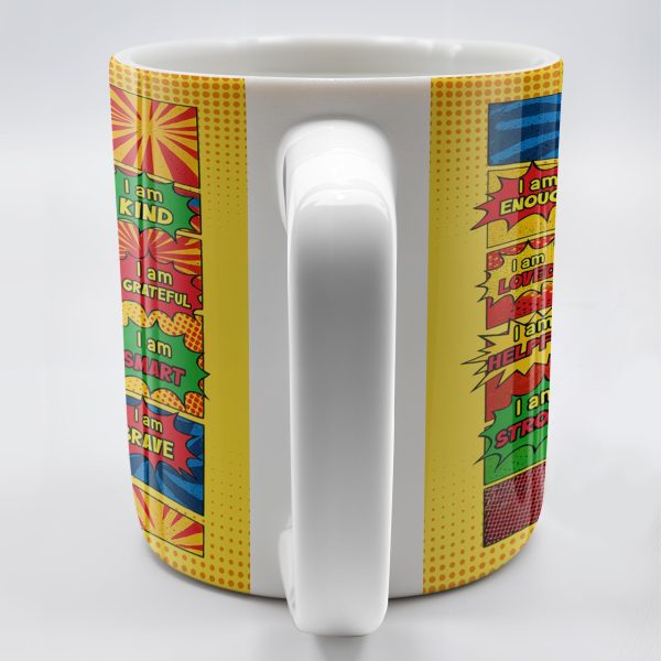 Empowering Comic Style Blast Themed Mug With Positive Affirmations - Personalized Custom Coffee Mug - KID328_MG
