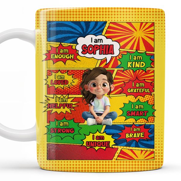Empowering Comic Style Blast Themed Mug With Positive Affirmations - Personalized Custom Coffee Mug - KID328_MG