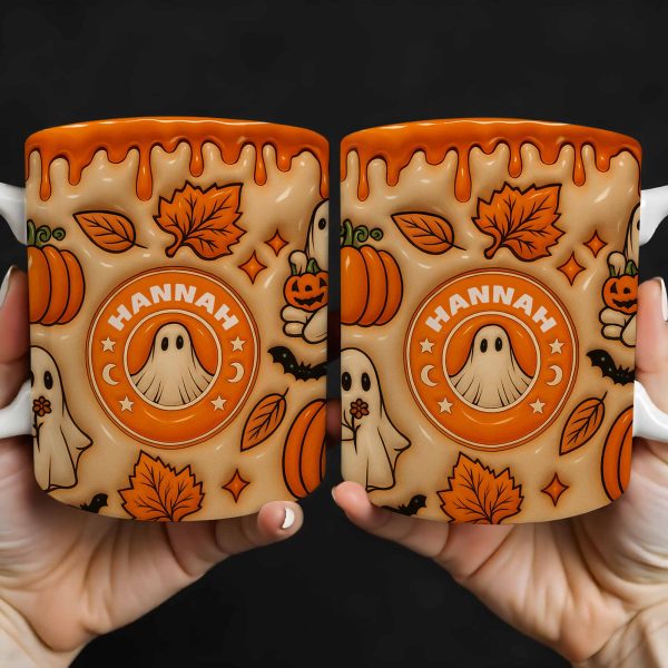 Enchanting Ghost and Pumpkin Themed Coffee Mug - Personalized Custom Coffee Mug - HALW067_MG