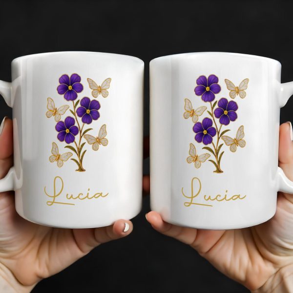 Enjoy The Delicate Beauty Birth Flowers And Butterflies - Personalized Custom Coffee Mug - DTG032_MG