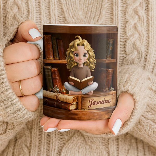 Enjoy The Magic Of Books With Girl Reading Design - Personalized Custom Coffee Mug - BLV085_MG