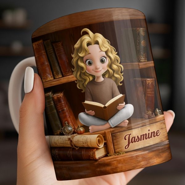 Enjoy The Magic Of Books With Girl Reading Design - Personalized Custom Coffee Mug - BLV085_MG