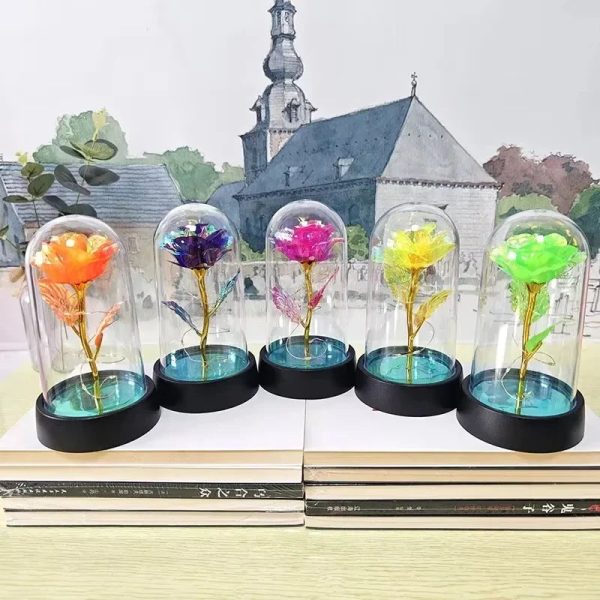 Eternal LED Rose in Glass Dome for Valentine's Day, Wedding, and Romantic Gifts