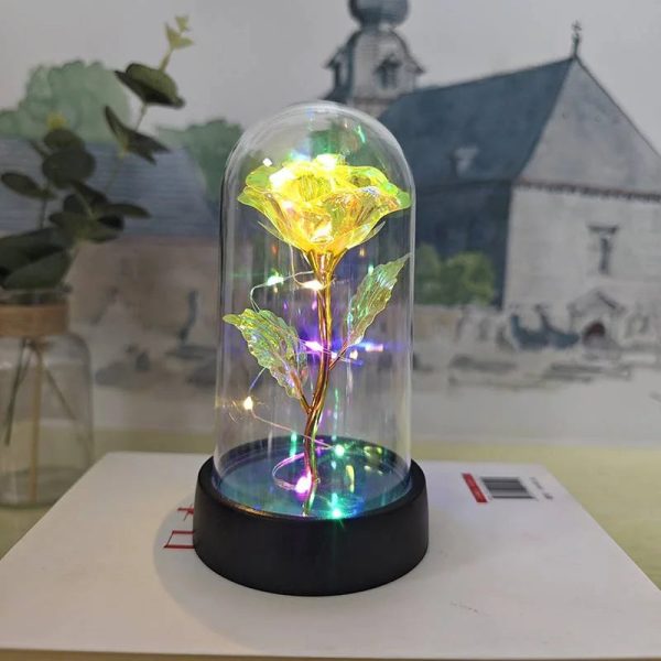 Eternal LED Rose in Glass Dome for Valentine's Day, Wedding, and Romantic Gifts