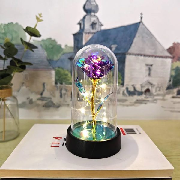 Eternal LED Rose in Glass Dome for Valentine's Day, Wedding, and Romantic Gifts