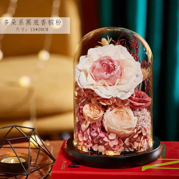 Eternal Rose Glass Dome Light Decor