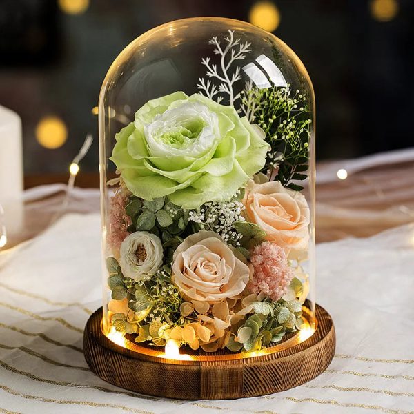Eternal Rose Glass Dome Light Decor