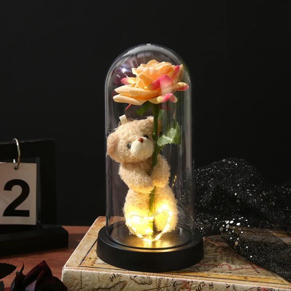 Eternal Rose in Glass Dome Decorative Flower Gift for Girlfriend