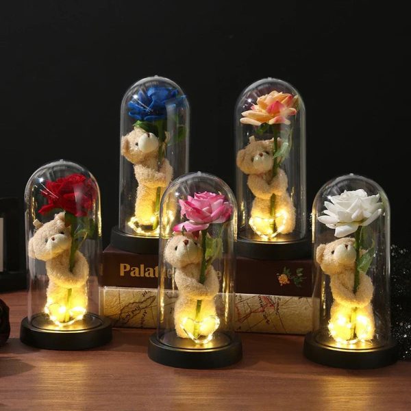 Eternal Rose in Glass Dome Decorative Flower Gift for Girlfriend