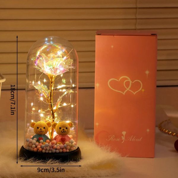 Eternal Rose in Glass Dome Handmade Artificial Flower for Gifts and Decoration