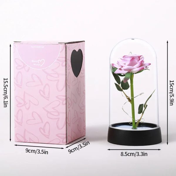 Eternal Rose in Glass Dome with LED Light – Romantic Gift for Valentine’s Day, Christmas, or Birthday
