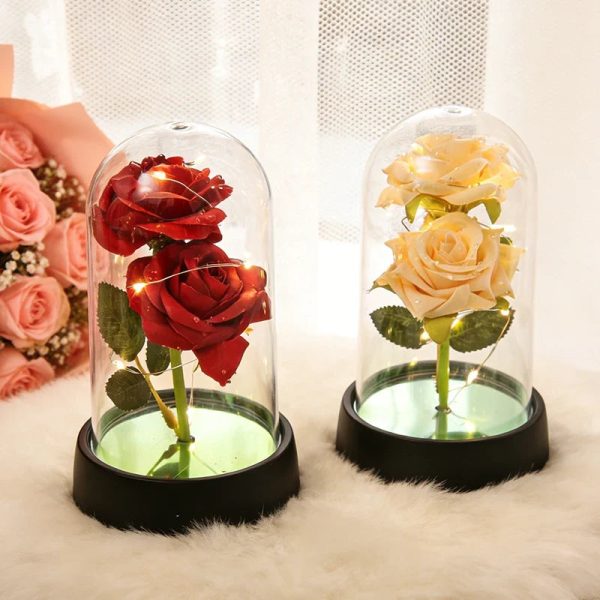 Eternal Rose in Glass Dome with LED Light – Romantic Gift for Valentine’s Day, Christmas, or Birthday