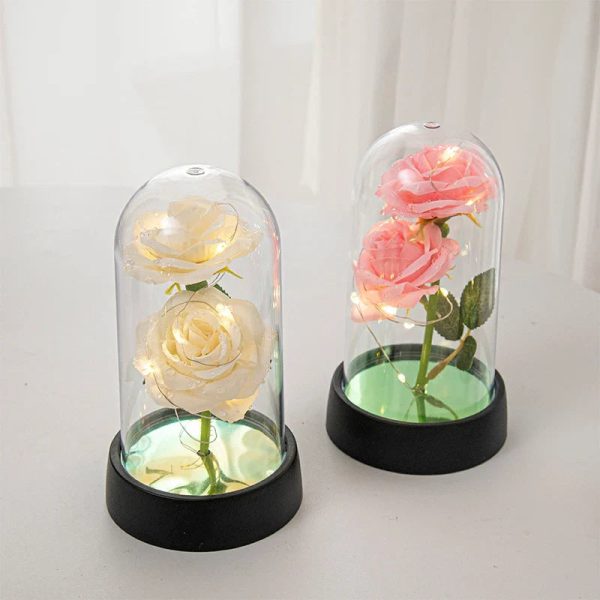 Eternal Rose in Glass Dome with LED Light – Romantic Gift for Valentine’s Day, Christmas, or Birthday