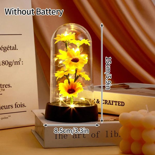 Eternal Rose in Glass Dome with LED Light – Romantic Gift for Valentine’s Day, Christmas, or Birthday