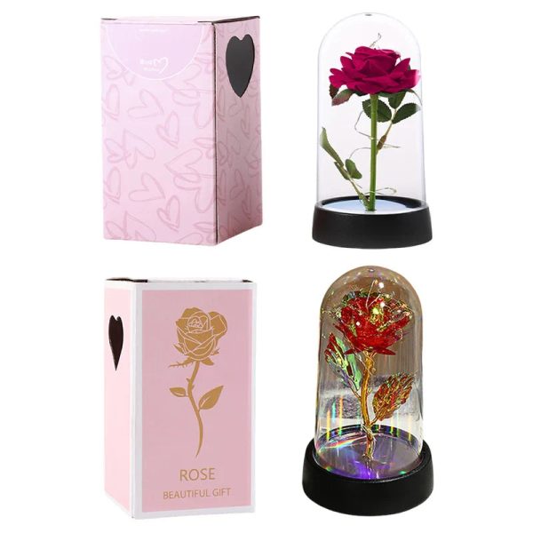 Eternal Rose in Glass Dome with LED Light – Romantic Gift for Valentine’s Day, Christmas, or Birthday