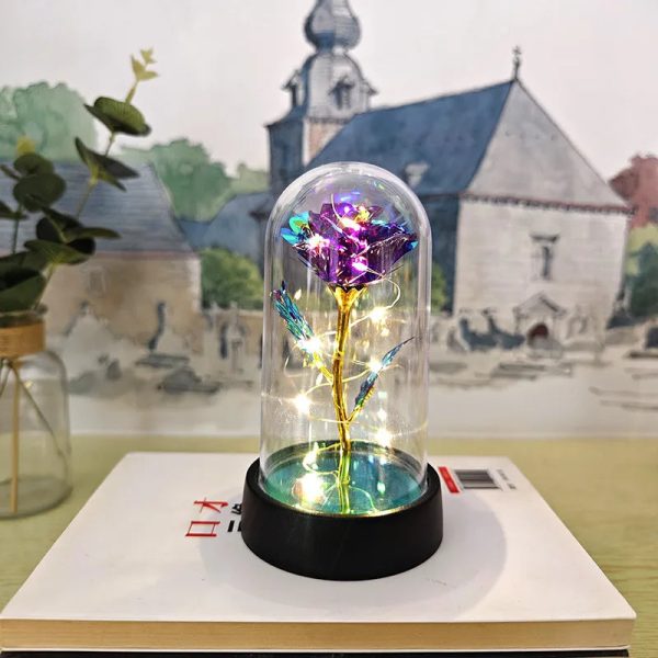 Eternal Rose Lamp LED Artificial Silk Flower Creative Gift for Valentine’s Day and Mother’s Day