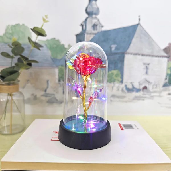 Eternal Rose Lamp LED Artificial Silk Flower Creative Gift for Valentine’s Day and Mother’s Day