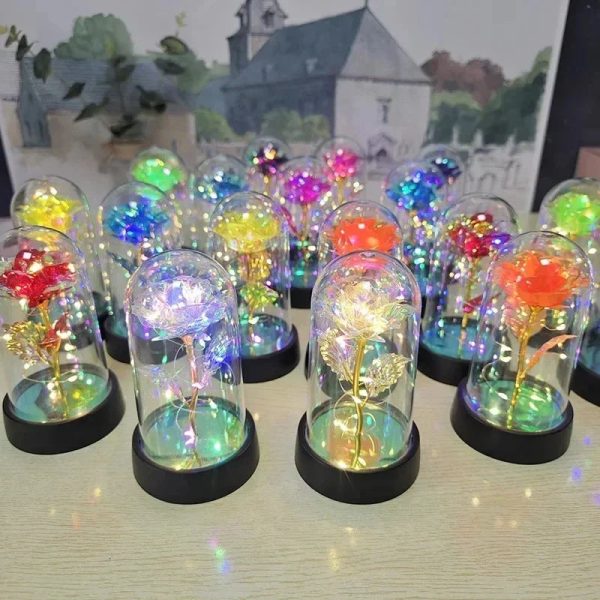 Eternal Rose Lamp LED Artificial Silk Flower Creative Gift for Valentine’s Day and Mother’s Day