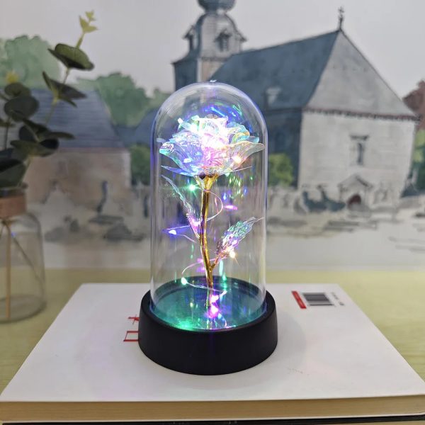 Eternal Rose Lamp LED Artificial Silk Flower Creative Gift for Valentine’s Day and Mother’s Day