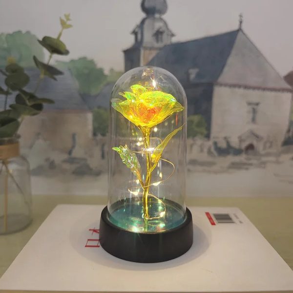 Eternal Rose Lamp LED Artificial Silk Flower Creative Gift for Valentine’s Day and Mother’s Day