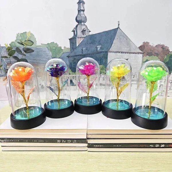 Eternal Rose Lamp LED Artificial Silk Flower Creative Gift for Valentine’s Day and Mother’s Day