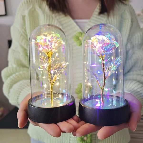 Eternal Rose Lamp LED Artificial Silk Flower Creative Gift for Valentine’s Day and Mother’s Day