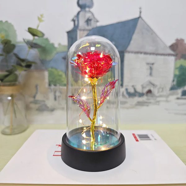 Eternal Rose Lamp LED Artificial Silk Flower Creative Gift for Valentine’s Day and Mother’s Day