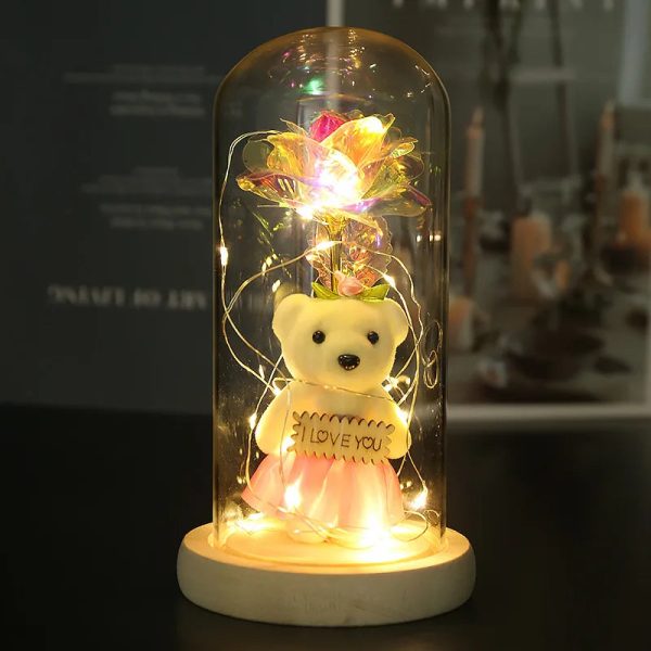 Eternal Rose LED Light in Glass Dome for Romantic Gifts